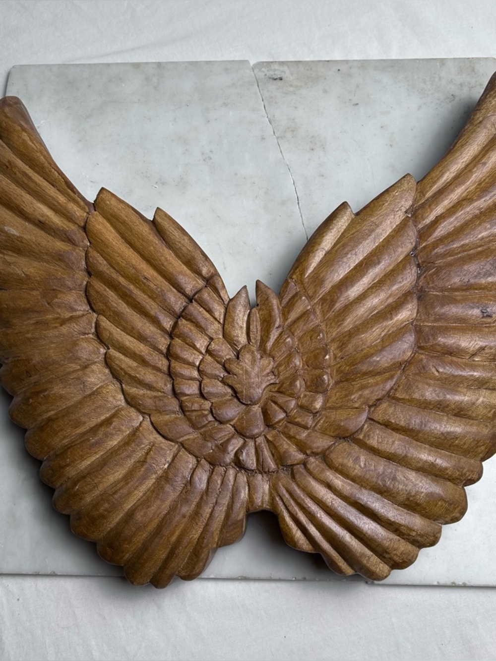 Hand Carved Wooden Wing Wall Art - Brown hard Mango Wood